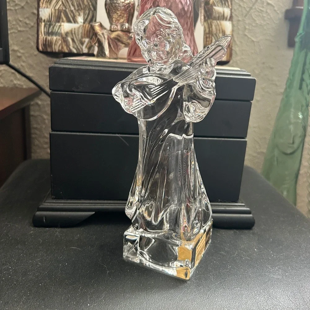 Mikasa Herald Collection Angel Mandolin Crystal Figurine Germany Clear Excellent